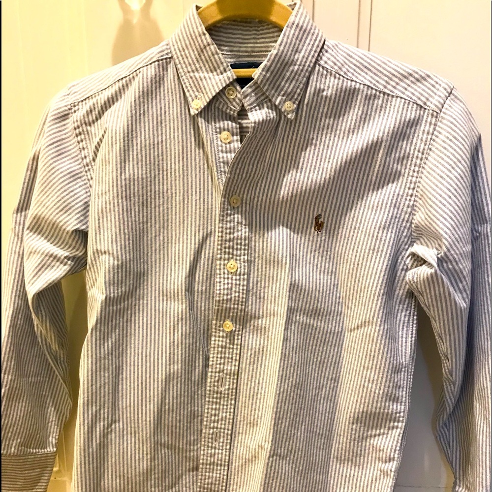 Long sleeve strip oxford shirt